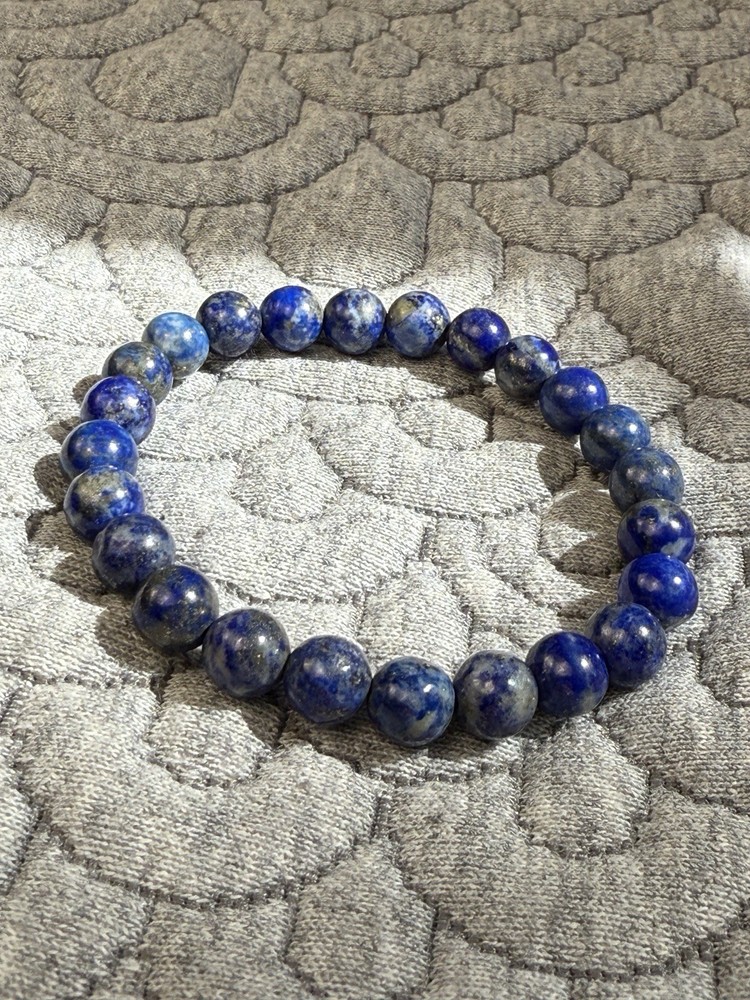 Lapis lazuli 8mm 6.5” beaded stretch bracelet – Natural Blue Stone Jewelry