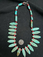 Statement Necklace Earrings Set Turquoise Red Coral Western Cowgirl Southwestern