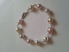 Swarovski Crystal Pearl Bracelet Hand Wire Wrapped With Silver – 7 inch