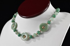 18-1/2″ Solid Copper Genuine Light & Dark Green Aventurine Beaded Necklace