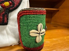 Vintage Tibetan Beaded Necklace with Cowry Shells & Matching Cuff Bracelets