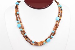 Handmade Studio Double Strand Horn & Magnetite Statement Necklace 18-19 in