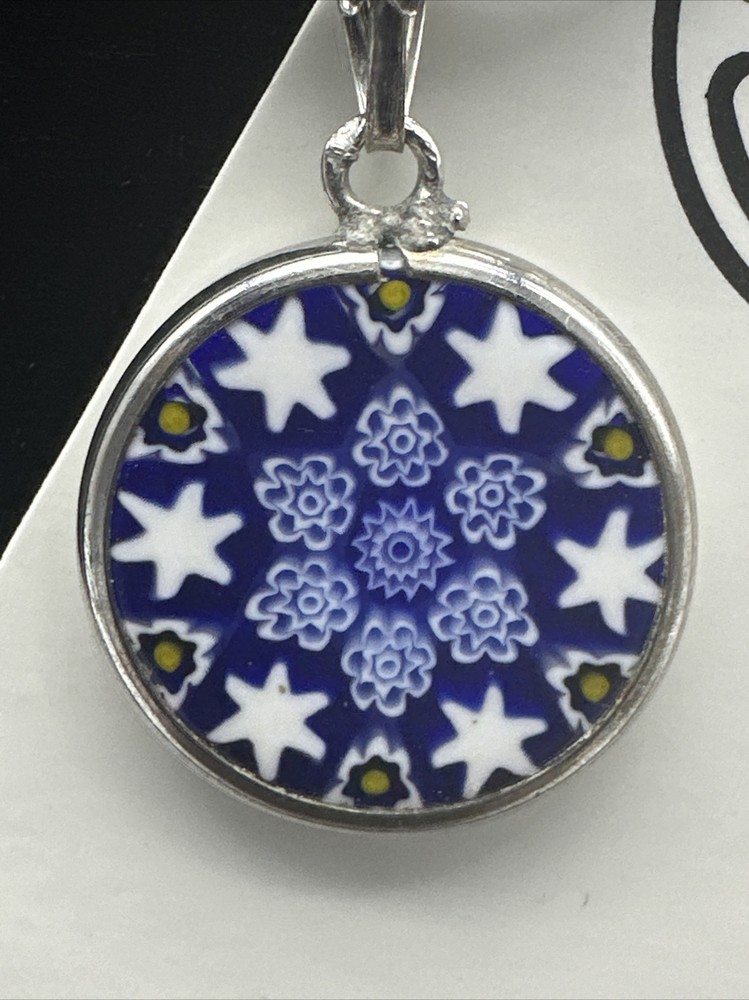 Murano Glass Pendant Necklace 20mm Handmade Venetian Jewelry Gift (MZ-53)