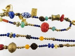 Mixed Materials Handmade Chinese Themed Pendant Necklace Multi Color Beads