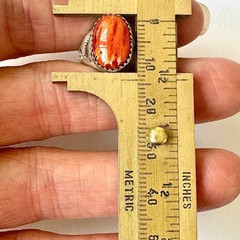 Red Spiny Oyster Navajo Band Sz 9 Ring 15mm Signed ML Handmade Native American