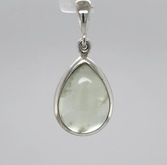 Green Drop / Pear / Teardrop PREHNITE Pendant 925 STERLING SILVER Natural #64e