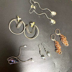 Earrings Vintage Lot of 6 Pairs Dangle Unusual Odd Shape Mix Artsy