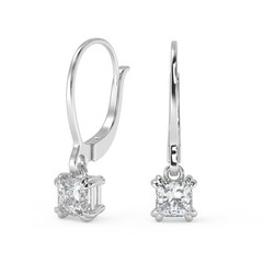 1.5 Ct Princess Cut Double Prong Diamond Earrings VS1 D Leverback