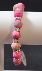 Jilzara Berry AA Czech Crystal Stretch Polymer Clay Beads Bracelet Artisan W1