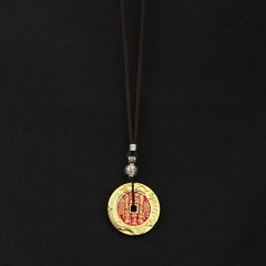 Brass mountain ghost Spending money Bagua necklace pendant coin Vintage artware