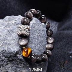 bead bracelet, gold obsidian jewelry Natural obsidian silver bracelet, Obsidian