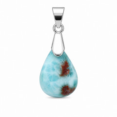Genuine Handcrafted Sky Red Blue Larimar 925 Sterling Silver Triangle Pendant