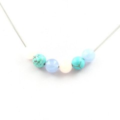 Rose Quartz + Aquamarine + Turquoise Howlite Necklace 8 Mm. Women’s Necklace