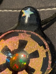 Handmade Glass Pendant Necklace Opal Inlay Galactic Empire Star Wars Inspired