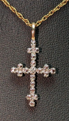 Lovely Gold Vermeil Sterling Silver Diamond Accent Cross Pendant Necklace Signed
