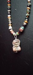 Petrified Wood Pendant Beaded Necklace