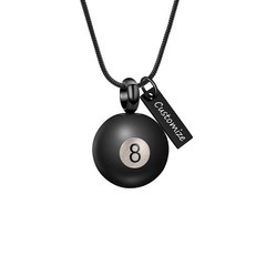 Stainless Steel Billiard No.8 Cremation Jewelry for Ashes Urn Pendant Necklace