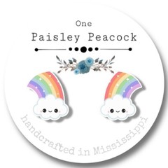 RAINBOWS AND UNICORNS STUD EARRINGS -One Paisley Peacock-HEARTS-UNICORN-RAINBOW