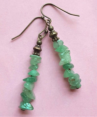 green JADE CHIP drop earring BRONZE FRENCH HOOK handcrafted WPJ15