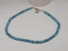 Handmade Blue Chalcedony Choker necklace 16 CM Genuine Crystals