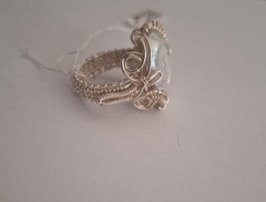 Hand Wrapped Ring Silver Coated With Large Fresh Water Pearl Size 9 Wingy Things