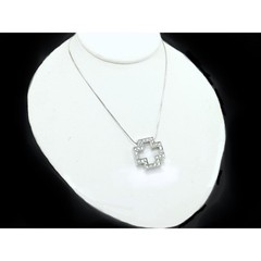 Sparkling Cz’s Square Greek Cross 925 Sterling Silver 18″ Snake Chain Necklace