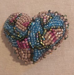 Handmade Beaded Heart Floral Brooch Pin – Unique Artisanal Jewelry Gift for Her