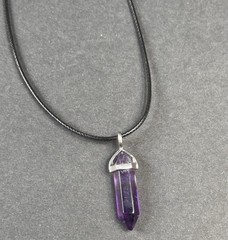 Amethyst Point Pendant Necklace Crystal Quartz Purple Hexagon Gemstone