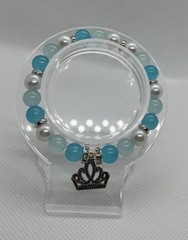 Handmade Stretch Beaded Charm Bracelet Multicolor Round Beads Crown Cross