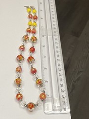 Ooak Handmade Red & Yellow Beaded Necklace , Marano LampWork whimsical