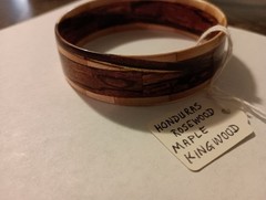 Hand Made Hand Crafted Bangle Bracelet W/ Honduras Rosewood, Maple, Kingwood