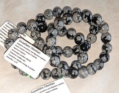 Natural Snowflake Obsidian Round Bead Stone Bracelets by Healing Light Stones