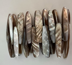 Natural Nacre Mother of Pearl Bracelet Each Shell Offset w/Stretch Band Handmade