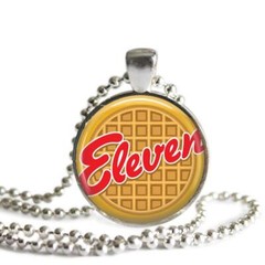 Eleven Eggo Waffle 1 Inch Silver Plated Pendant Necklace Handmade