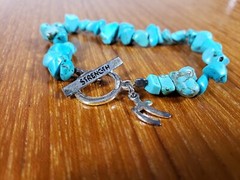 Small 925 STERLING Turquoise Rock Nuggets Strength STRETCH Bracelet Good Health