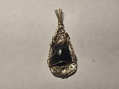 Wire-Wrapped Natural Opal Pendant in Gold-Tone Setting JB
