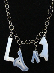 Chalcedony Blue Gemstone 925 Sterling Silver Chain Necklace Love abstract 23″
