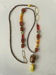 Handmade in Greece Copper color bead necklace Pendant Tassel Mothers Day Gift