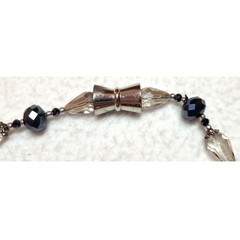 Mica Stone AB Crystal Glass Beaded Fringe Necklace Magnetic Clasp Gray Boho