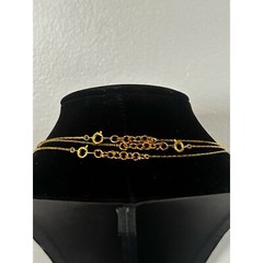 3 Handmade Adjustable Skull Gold Necklace, Different Neutral Colors- Same Style