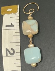 SNAKESKIN JASPER & PEARL ARTISAN NECKLACE EARRING SET LOBSTER CLASP 18 INCHES