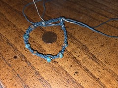 BoHo hemp bracelet w green beads. sml/med women’s 6-inch adjustable M3033