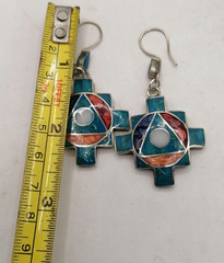 Handmade Alpaca Chakana Inca Earrings for Women