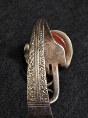 Artisan Fork Bracelet With Large Red-Agate/Carnelian Stone Silverplate
