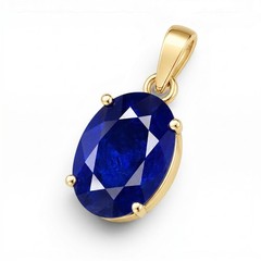 Certified 10.25 Ct Blue Sapphire Pendant Gemstone Gold Plated Men Women Gift