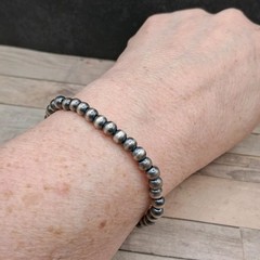 5mm Navajo Pearl Bracelet Sterling Silver 925 Stretch Southwestern 6-7″ Stacking