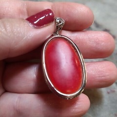 ALAN K MURANO FACETED PENDANT CLEAR CZ NEW RARE FLORAL DAISY NWT NEW RED OVAL