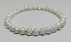 Solid Sterling Silver Stardust 6MM Beads Elastic Stretch Bracelet Beaded Unisex
