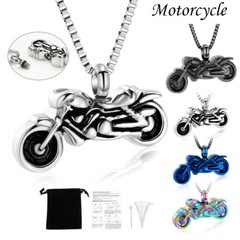 Motorcycle Urn Necklace Cremation Jewelry for Ashes Motorbike Memorial Necklace