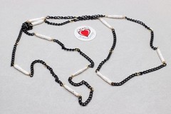 50 Inch White Biwa Pearl Black Chain Necklace Gold Plated Long Layering Jewelry